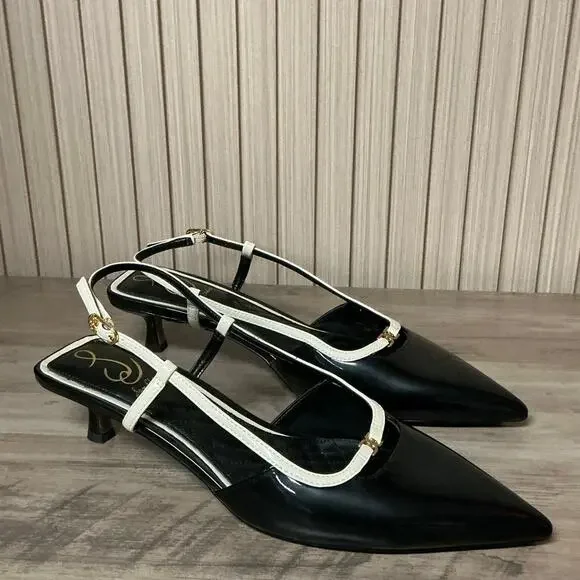 Sam Edelman Women’s Toni Pointed Toe Kitten Heel Pumps Leather Size 9.5 - Picture 2 of 11